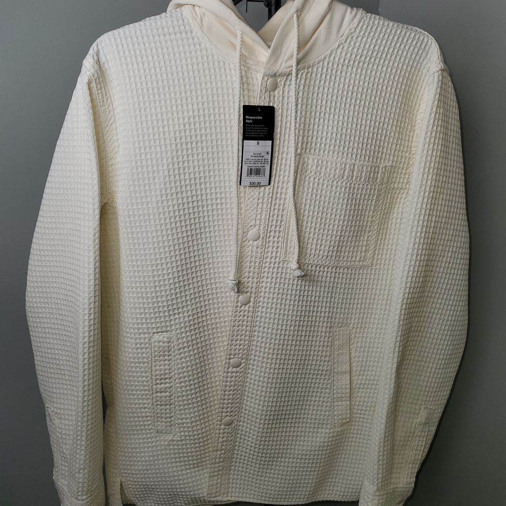 Original Use Textured Cream Hooded Shirt